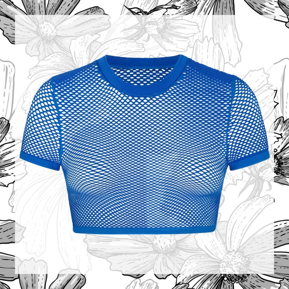 SKIMS Perforated Seamless Cropped T-Shirt in Cobalt size S NWT!